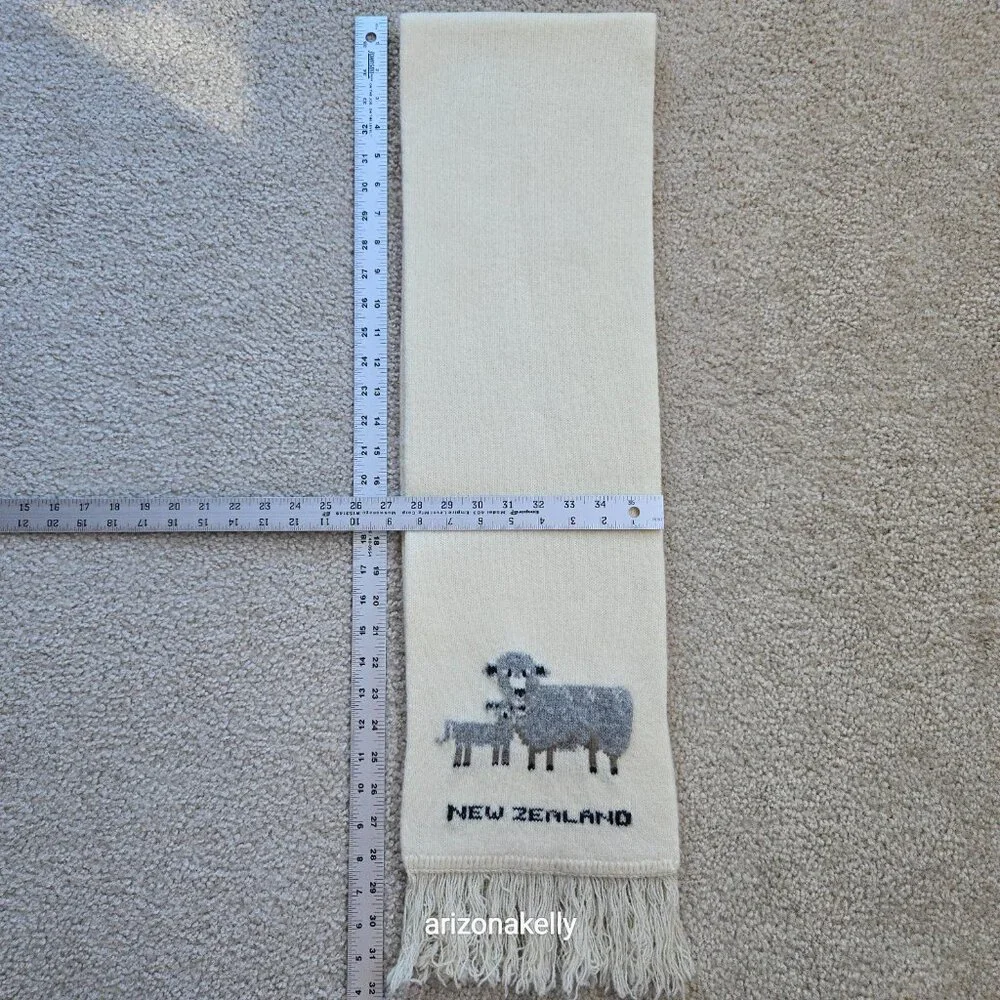 New Zealand Wool Scarf With Mama Sheep and Lamb